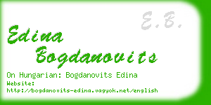 edina bogdanovits business card